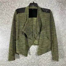 Jack Women’s Green & Black Faux Leather Patch Open Blazer - Size Small - Modern