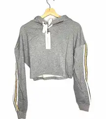 Crop Top Gray Hoodie Sweatshirt NEW M