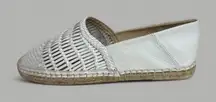 Sam Edelman Pen Woven Leather Espadrille Slip-On Flats White Size 8
