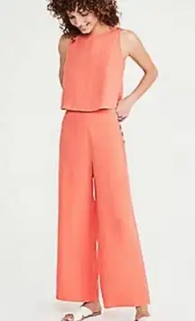 Lou & Grey Button High Waist Wide Leg Linen Pants + Cropped Linen Tank Set