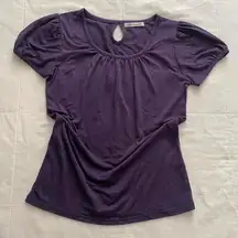 Japanese Brand Purple Puff Sleeve Peasant Top size Medium