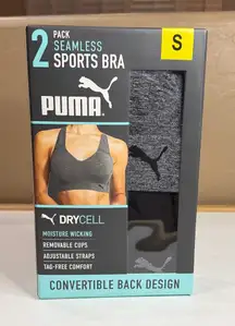 Puma Seamless Sports Bra 2-Pack - Black and Gray