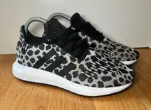 Adidas Swift Run Shoes Womens Size 7 Black White Leopard Print Sneakers BD7962
