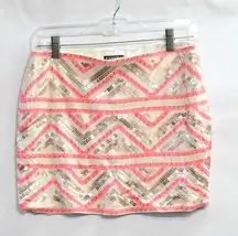 knit mini skirt Metallic Sequins and Pink Size S