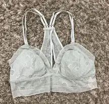 floral lace strappy bralette with ruffled edges