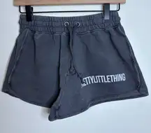 PRETTYLITTLETHING Charcoal Wash High Waisted Runner Shorts XS