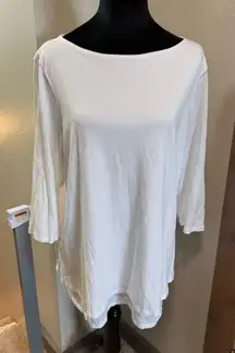 Purejill Boatneck Layered Tunic Top White‎ Modal Blend Stretch Lightweight XL