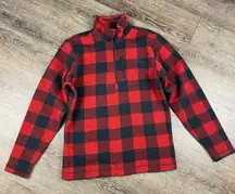 The North Face Fleece Women S Red Black Buffalo Plaid Half Zip Pullover Mock Nec