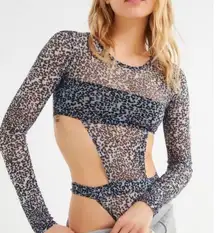 Urban Outfitters Out From Under Animal Print Cut Out Bodysuit