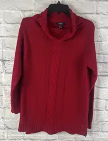 Chaps NWOT Red Rollneck  Classic Cozy Casual  Cable Knit Sweater Holiday Large