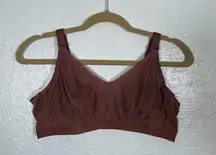 Understance Women Plus Size 40D/DD Brown Mocha Cate Wireless Soft Cup Bra No Pad