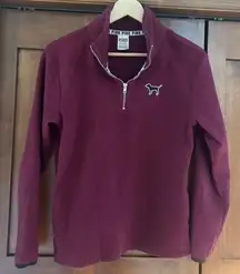 Victoria Secret Pink Women's Casual Half Zip Pullover Sweater Burgundy Small