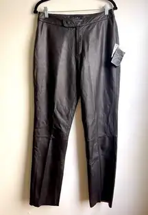 NWT Vintage 90s Excelled Brown Leather Straight Leg Pants 12 30”