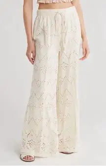 NEW Free People Emma Embroidered Eyelet Wide Leg Pants Small