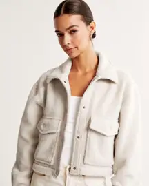 Abercrombie & Fitch Cropped Sherpa Shirt Jacket