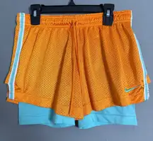 Nike sz M orange‎ blue layered athletic running shorts