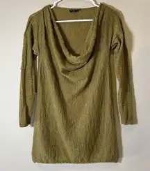 Eileen Fisher‎ Green Drape Cowl Tunic Sz PP Petite 100% Baby Alpaca