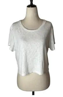 LNA Shirt Women Small White Cropped French Terry Short Sleeve Tee Athleisure