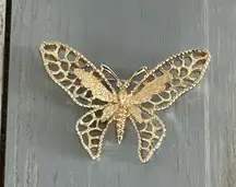 Madame Butterfly Gorgeous  Vintage Gold Tone Brooch