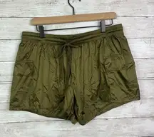 Aerie Offline Satin Athletic Shorts Green Size Large