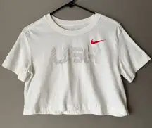 Nike sz XS white 100%‎ cotton cropped USA T-shirt top