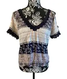 LA Hearts Lace Cold Shoulder Shirt Floral Sexy Beach Coastal