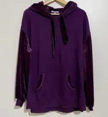 Women’s Velour Pullover Hoodie Purple Size XL NWT