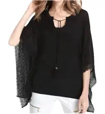 White House Black Market Butterfly Lace Poncho Top Women's Size Small Black