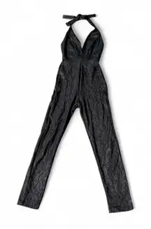 Snakeskin Halter Jumpsuit Catsuit