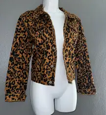 Balboa Cheetah Animal Print Brown Beige Jean Jacket Womens size Medium