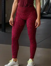 Ryka Pink Red Leopard Athletic Leggings MEDIUM