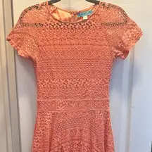 Dina Be Anthropologie Lace Coral Short Sleeves Dress, Size Small
