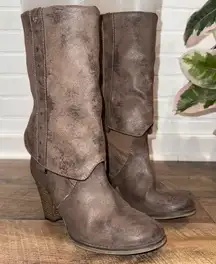 MIA Jeri Putty Taupe Brown Leather Spat Calf Height Boots