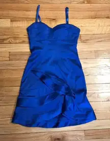 BCBGMAXAZRIA Colorful satin Wedding guest coquette ruffle coastal club bodice evening A-line Vintage Y2k Pencil Dress