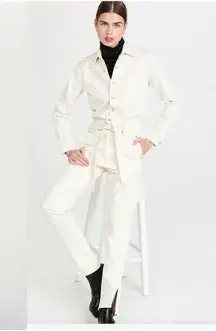 Rag & Bone Women's Ivory Denim Mia Tie Waist Jumpsuit Utility Boho Western S