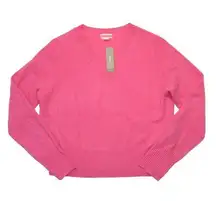 J.Crew NWT  Cashmere Shrunken Crewneck Sweater in Dark Flamingo Pink Pullover M