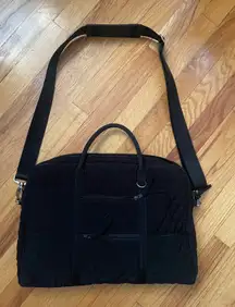 Vera Bradley Black Quilted Laptop Bag Work Travel Carry On Shoulder Bag 11‎ X 15