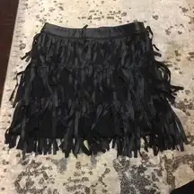 Chelsea and Violet leather fringe skirt