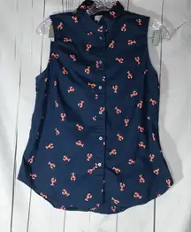J.Crew Factory Navy Lobster Print Sleeveless Top