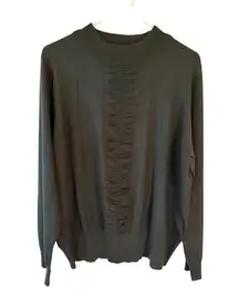 Grace Elements Long Sleeve Crew Neck Pleated Pullover Sweater Black Women's 3x