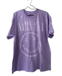 Distressed Purple Nirvana Graphic T Shirt 100% Cotton Unisex Short Sleeves XL