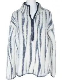 Anthropologie Cindy Eyelash Zebra 1/2 Zip Pullover Sz‎ S