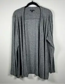 J Jill Wearever Cardigan Gray Open Front Stretch Knit Pockets Classic Size XL