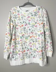 Lands End Serious Sweats Wild Flower Crew Neck Sweatshirt Size Small Cottagecore