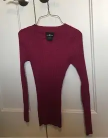 it's our time Woman’s size small wine colored fitted ribbed long sleeved shirt