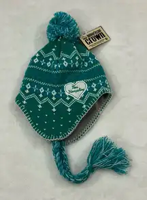 New Hampshire State Green Peruvian Knit Winter Ski Pom Tassels Beanie Hat Cap
