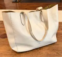 Coach White Pebbled Leather Derby Tote Bag
