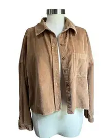 American Eagle Corduroy Tan Brown Lightweight Cropped Jacket Size M