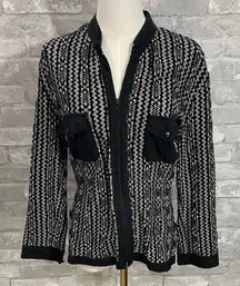 Robert Louis Black and White Patterned Jacket/Blazer