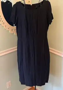 Talbots Women Black Casual Dress 12 Sheath Short Sleeve Viscose Lined